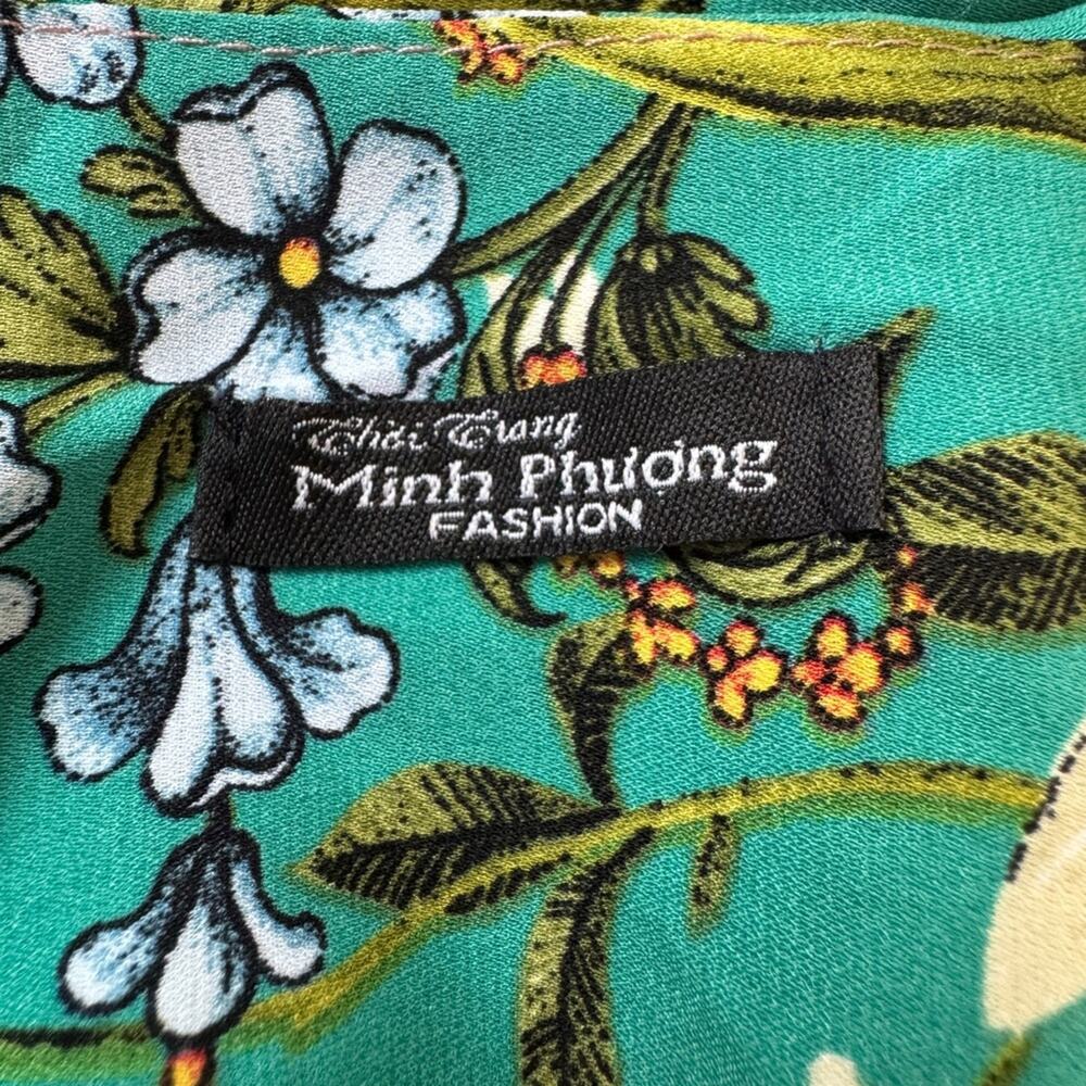 Minh Phuong Teal Floral Print Sweetheart Neckline Half Sleeve Maxi Dress - Picture 7 of 7